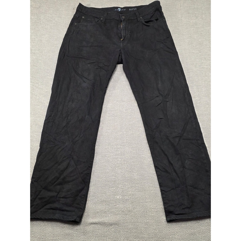 7 For All Mankind Austyn Mens Relaxed Straight Leg Jeans Blackβ Size 36 Made USA